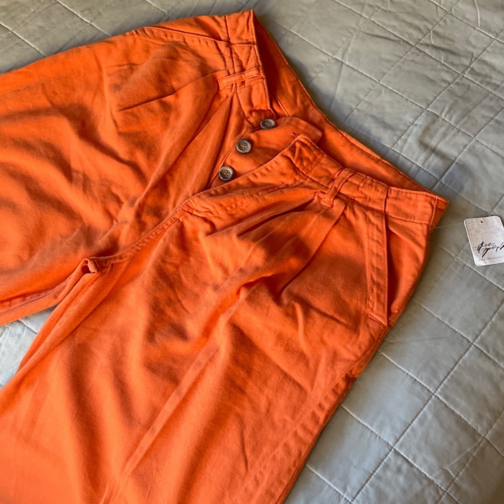 Free People Orange Wide Leg Pants